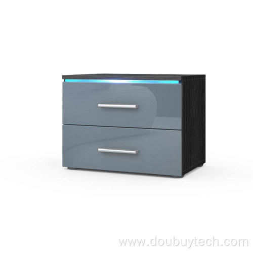 2 Drawers UV Night Table With Led Lighting